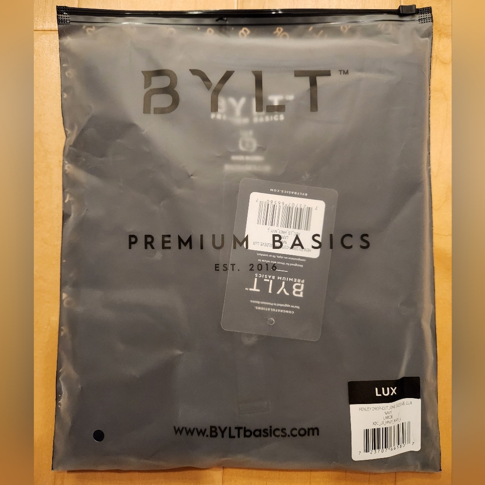 BYLT Long Sleeve Navy Henley (size - L)